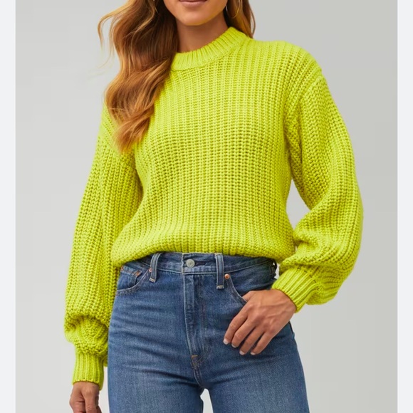 Show Me Your MuMu Sweaters - SHOW ME YOUR MUMU WOMENS KNIT BAILEY SWEATER NEON LIME GREEN SMALL